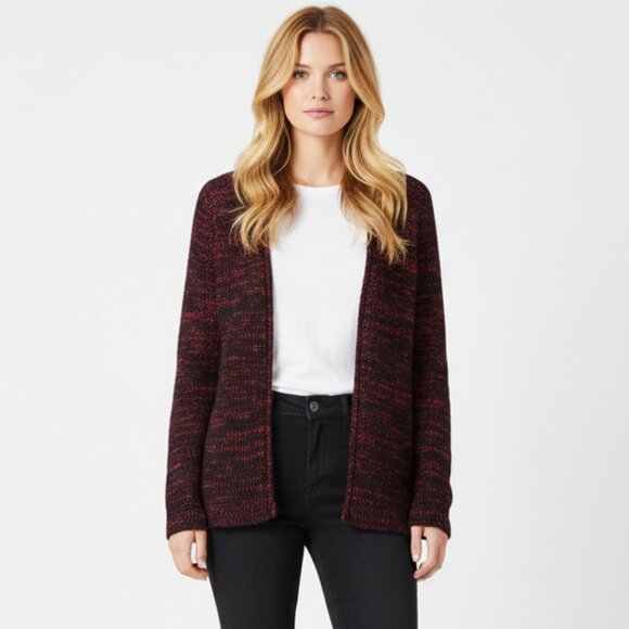 Narciso Rodriguez Design Nation Black & Red Long Sleeve Knit Open Sweater XS - Picture 1 of 11